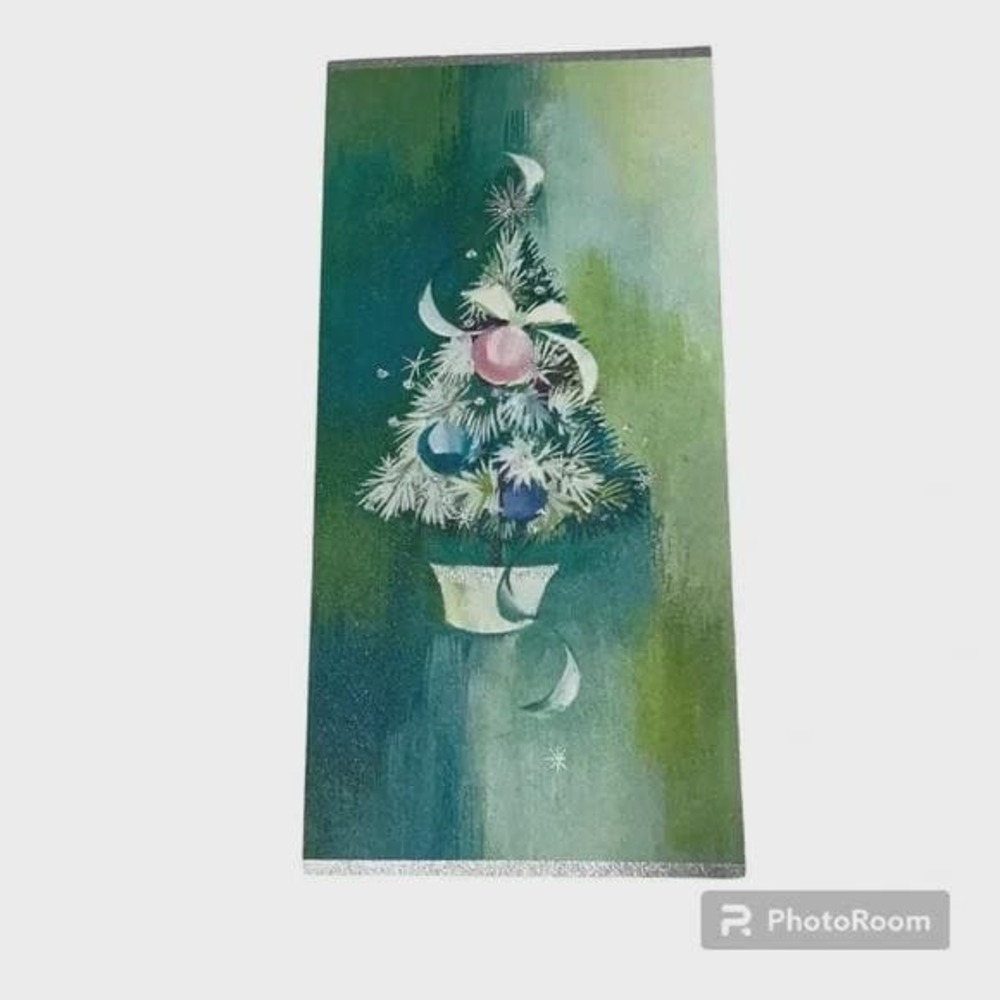 Hallmark Vintage Christmas Card Green Christmas Tree Unused